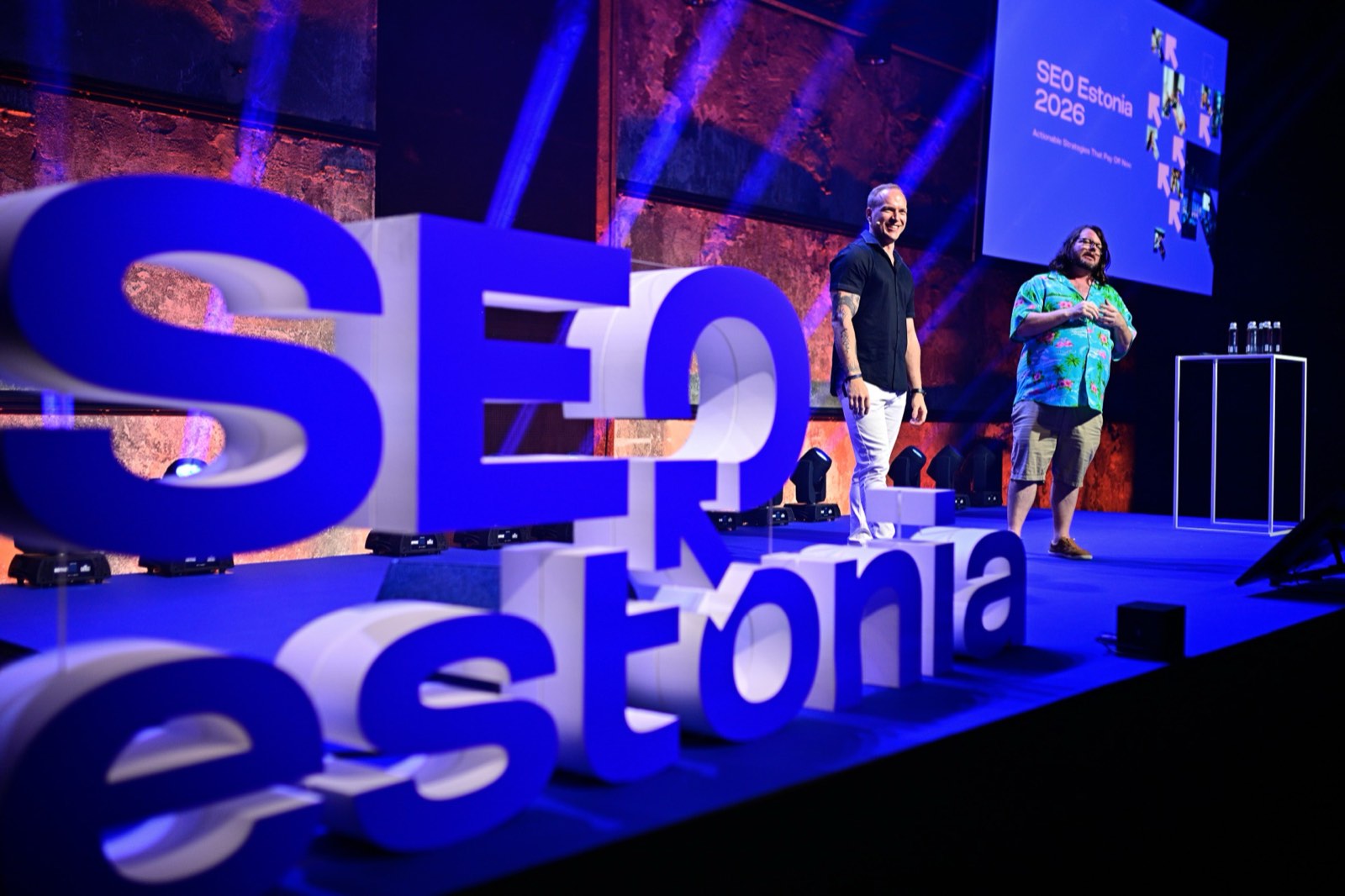 Karl Kangur on stage at SEO Estonia 2026 in Tallinn